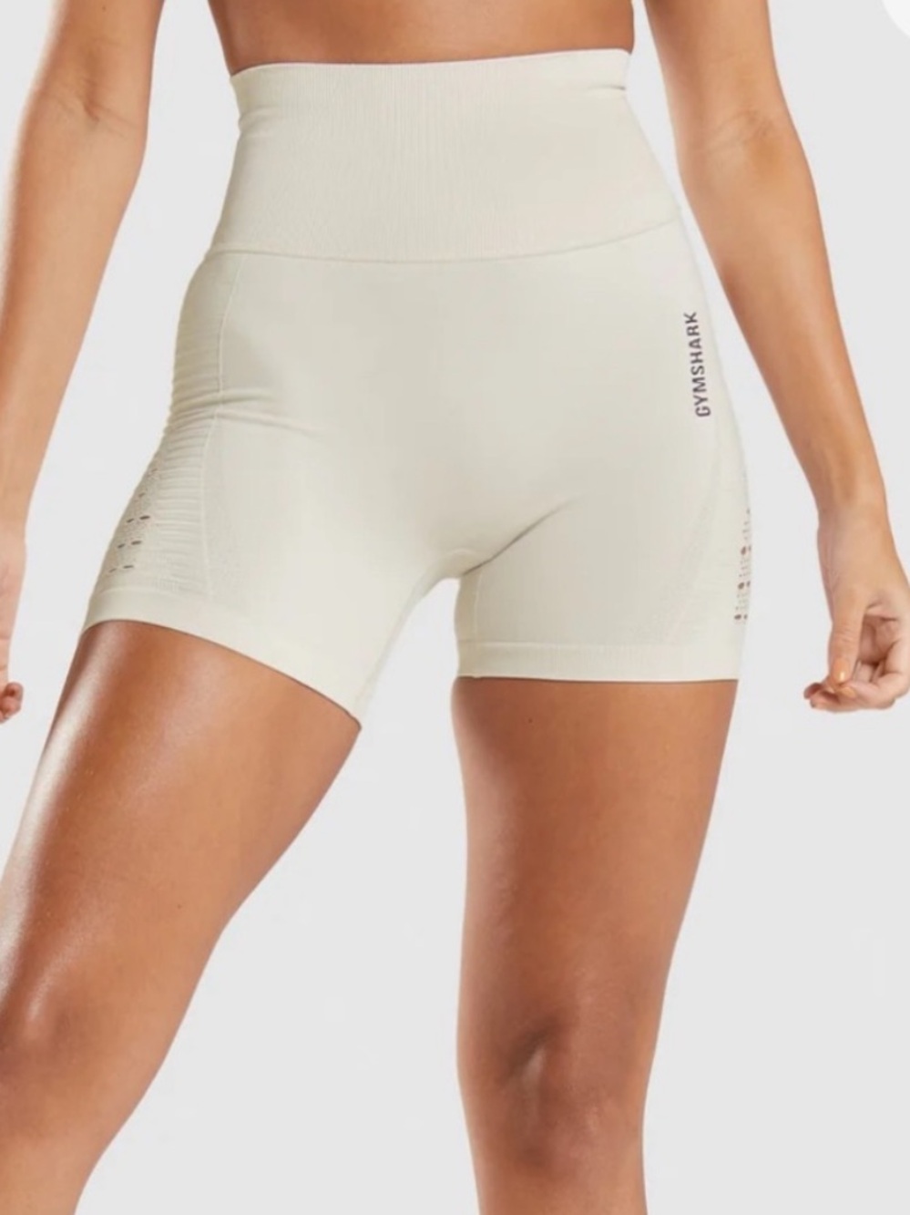 Gymshark Cream High-Rise Seamless Bike Shorts